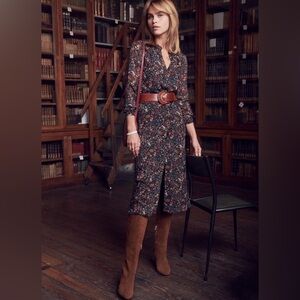 Sezane Clemence Dress black floral print size FR36/US 4